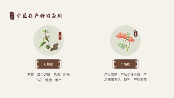 褐色古风中医与妇产科培训PPT模板