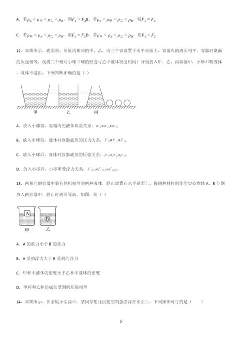 通用版初中物理八年级物理下册第十章浮力基础知识手册.docx