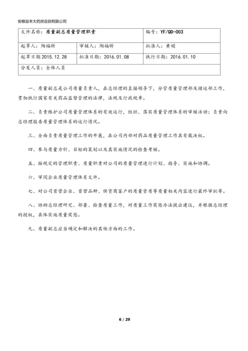 xx大药房连锁有限公司质量管理职责.docx