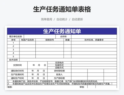 生产任务通知单表格