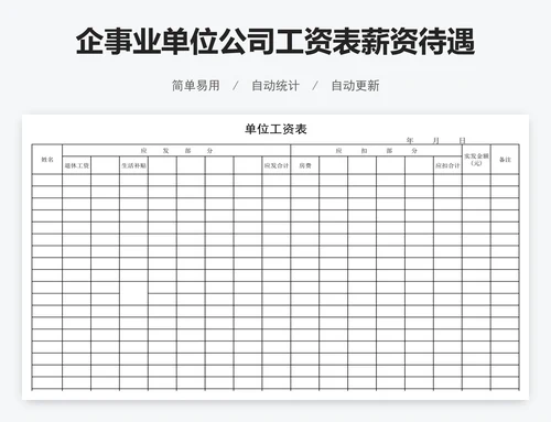 企事业单位公司工资表薪资待遇表