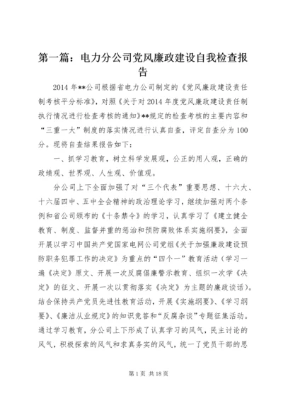 第一篇：电力分公司党风廉政建设自我检查报告.docx