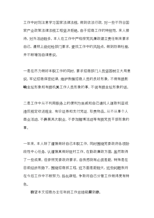 招商办主任年终工作总结(共5页)