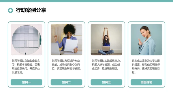 绿色插画风大学生职业规划与行动指南PPT模板