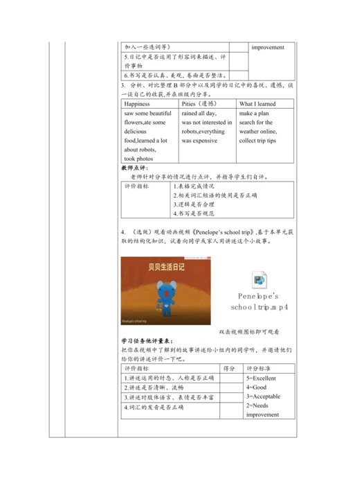 人教版七下 Unit 11 How was your school trip单元整体教学分析+作业设