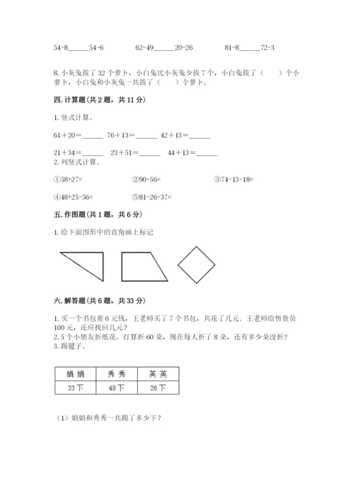 小学数学二年级上册期中测试卷带答案下载.docx