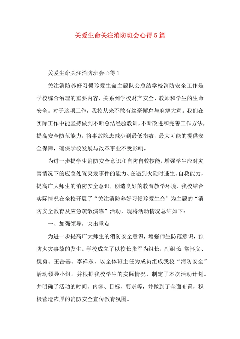 关爱生命关注消防班会心得5篇.docx