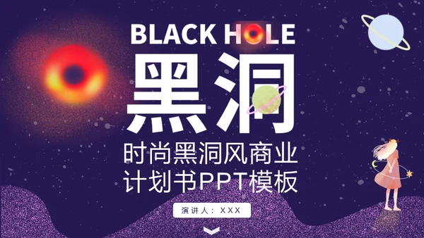创意科技黑洞科谱知识商业计划书通用PPT模板
