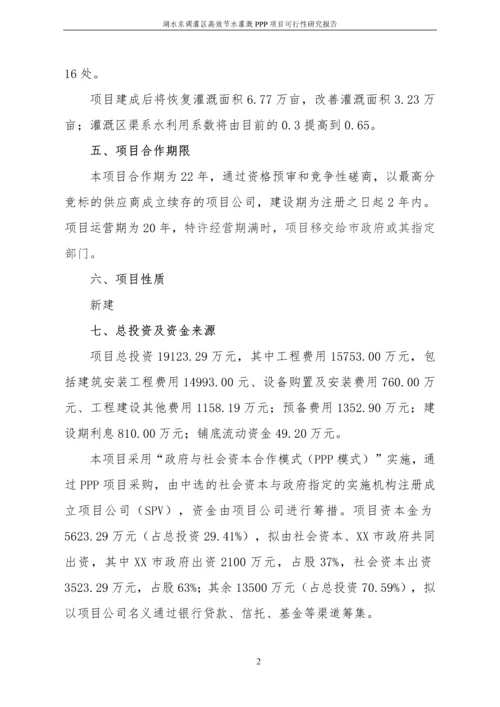 湖水东调灌区高效节水灌溉PPP项目可行性研究报告.docx