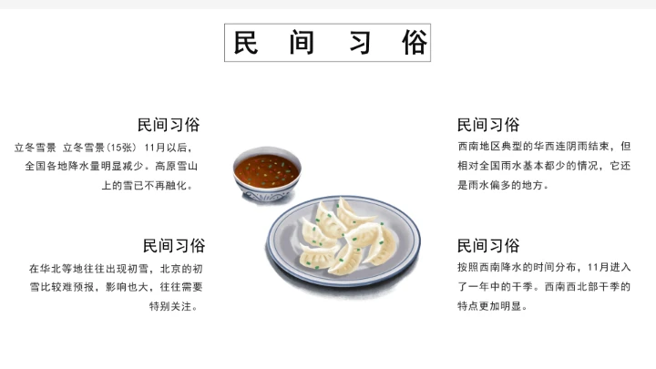 古风小清新二十四节气立冬PPT模板