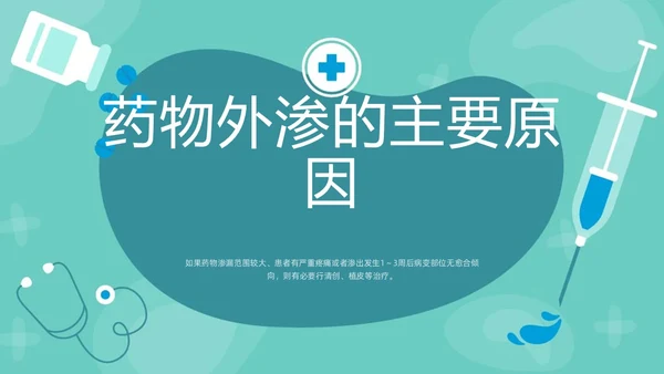 绿色卡通药物外渗的预防与处理PPT模板宣传PPT动态PPT输液外渗的处理方法