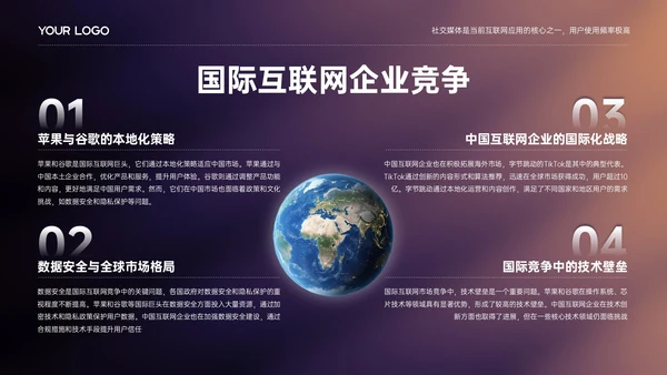 紫色简约欧美风市场调研分析报告PPT模板