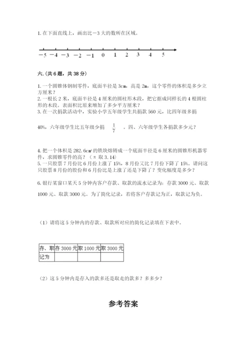 人教版数学六年级下册试题期末模拟检测卷及参考答案【研优卷】.docx