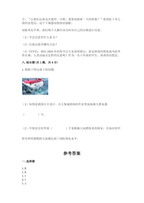 六年级下册道德与法治 《期末测试卷》及答案【典优】.docx