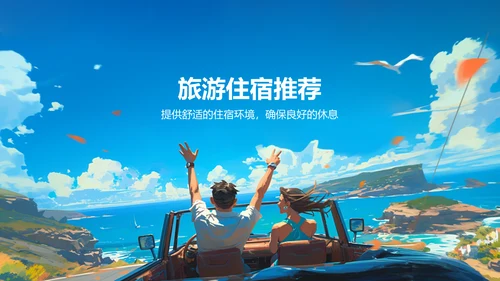 蓝色插画风夏季旅游出行计划PPT模板
