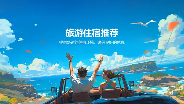 蓝色插画风夏季旅游出行计划PPT模板