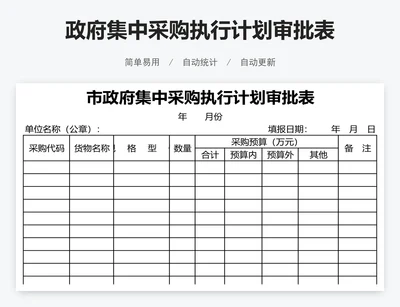 政府集中采购执行计划审批表