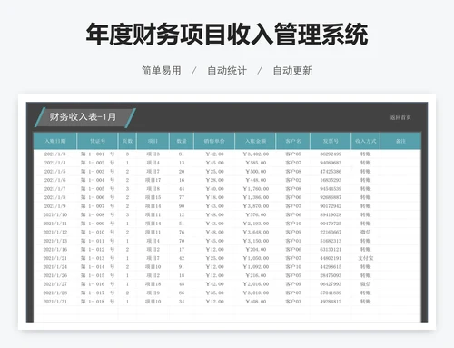 年度财务项目收入管理系统