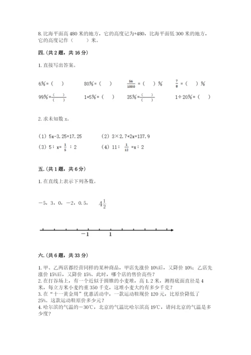 人教版数学六年级下册试题期末模拟检测卷【名校卷】.docx