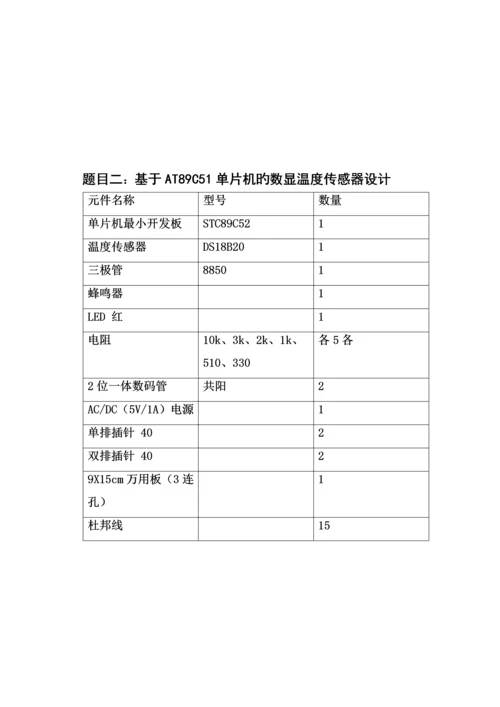 单片机优质课程设计基础报告-基于AT89C51单片机的数显温度传感器设计.docx