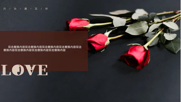 黑色简约风浪漫邂逅情人节PPT模板