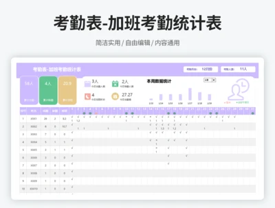 考勤表-加班考勤统计表