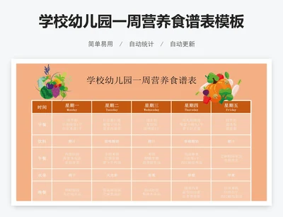 学校幼儿园一周营养食谱表模板