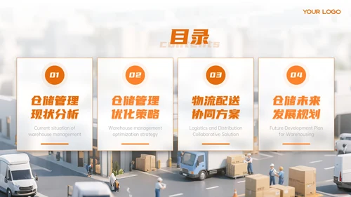 橙色物流企业部门汇报会议PPT模板