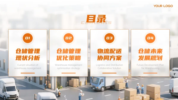 橙色物流企业部门汇报会议PPT模板