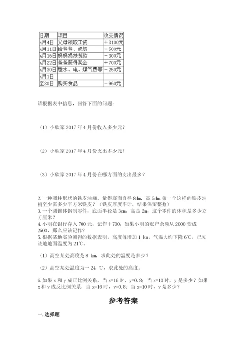 当涂县六年级下册数学期末测试卷（各地真题）.docx