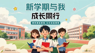 可爱手绘卡通风新学期个人简介学习委员竞选PPT模板