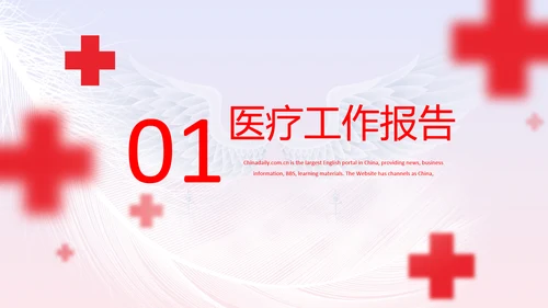 医疗红十字红色大气红十字会医疗工作总结PPT