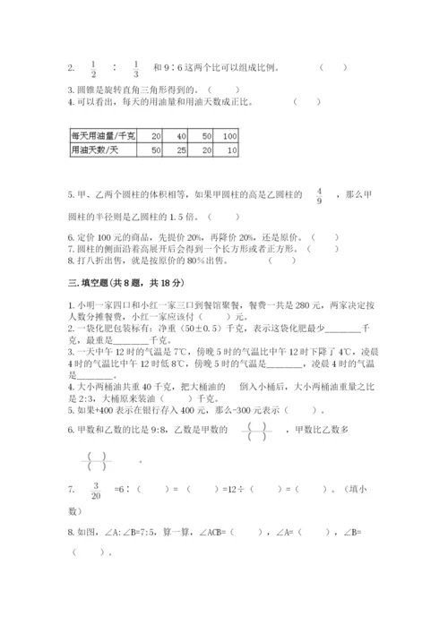 人教版六年级下册数学期末测试卷及完整答案【夺冠】.docx