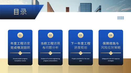 蓝色商务风房地产项目年度工程进度述职PPT
