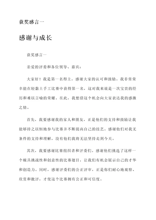 轻黏土手工比赛获奖感言