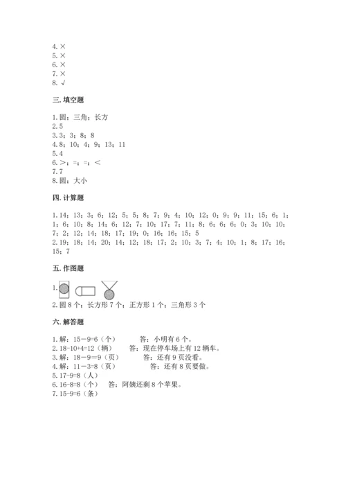 人教版一年级下册数学期中测试卷附完整答案【名师系列】.docx