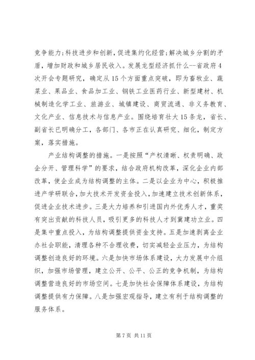 产业结构调整考察报告范文精编.docx