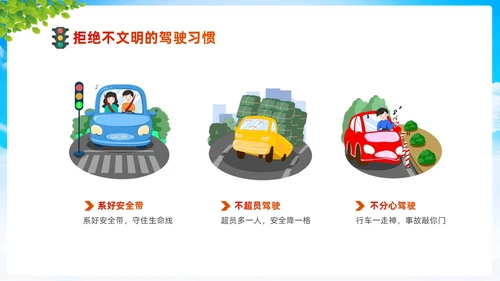 清新卡通展板道路千万条安全第一条430交通安全反思日
