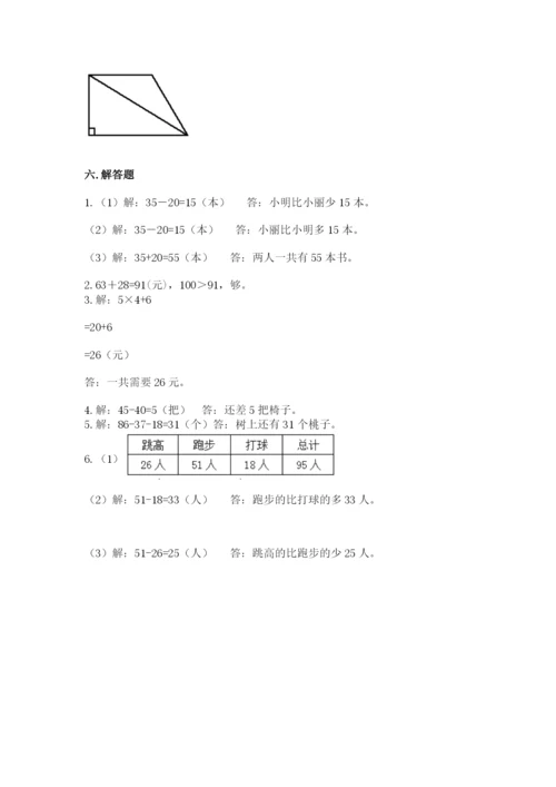 小学二年级上册数学期中测试卷附参考答案（实用）.docx