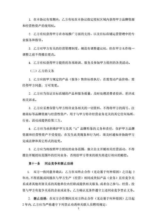 品牌加盟合同