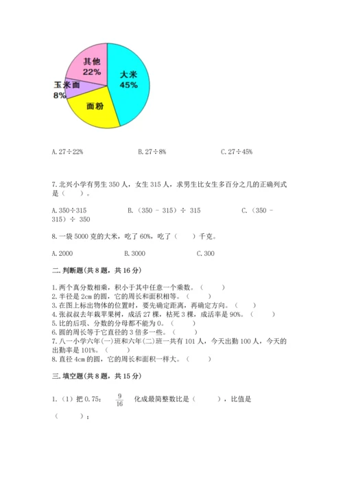 人教版六年级上册数学期末测试卷附答案【巩固】.docx