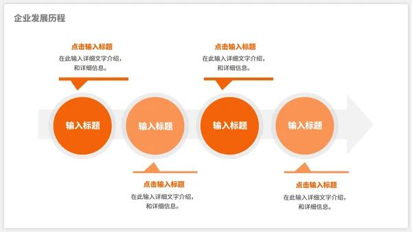 橙色简约商务时间轴关系图PPT模板