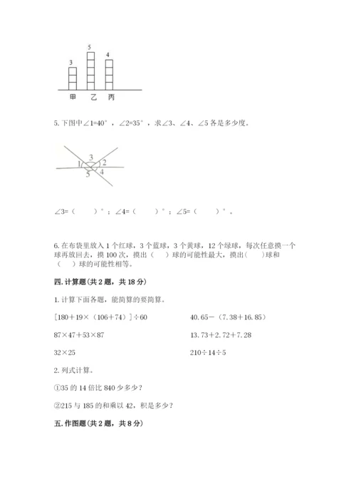 苏教版数学四年级上册期末测试卷含答案（名师推荐）.docx