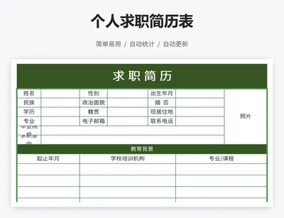 个人求职简历表