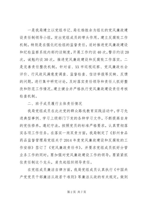 市食药监局XX年度落实党风廉政建设主体责任情况汇报.docx