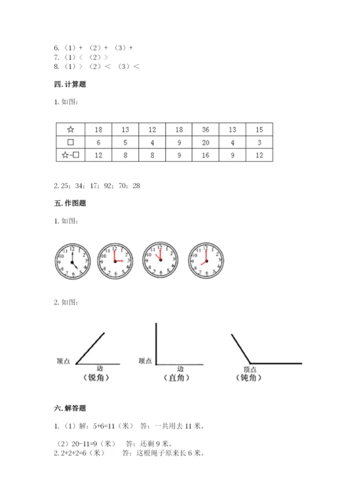 人教版二年级上册数学《期中测试卷》附下载答案.docx