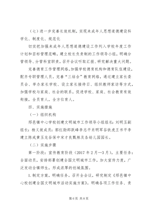 邢邑镇中心校创建文明城市实施方案.docx