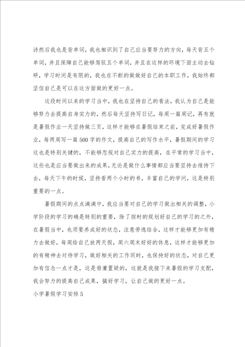 小学暑假学习计划