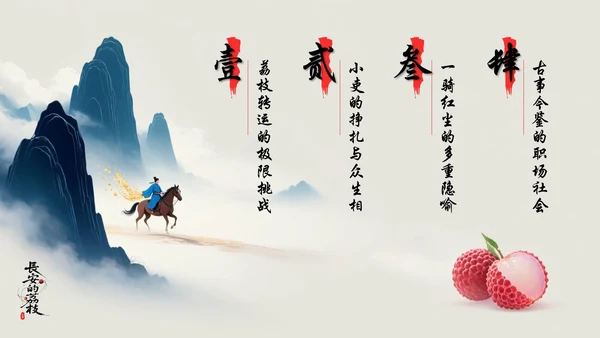 蓝红色简约风长安的荔枝读书分享PPT模板