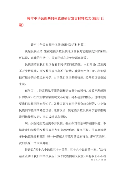 （精选）铸牢中华民族共同体意识研讨发言材料范文(通用11篇).docx